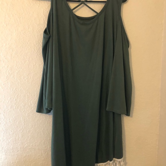 Navy green dress with tassels - Picture 1 of 4